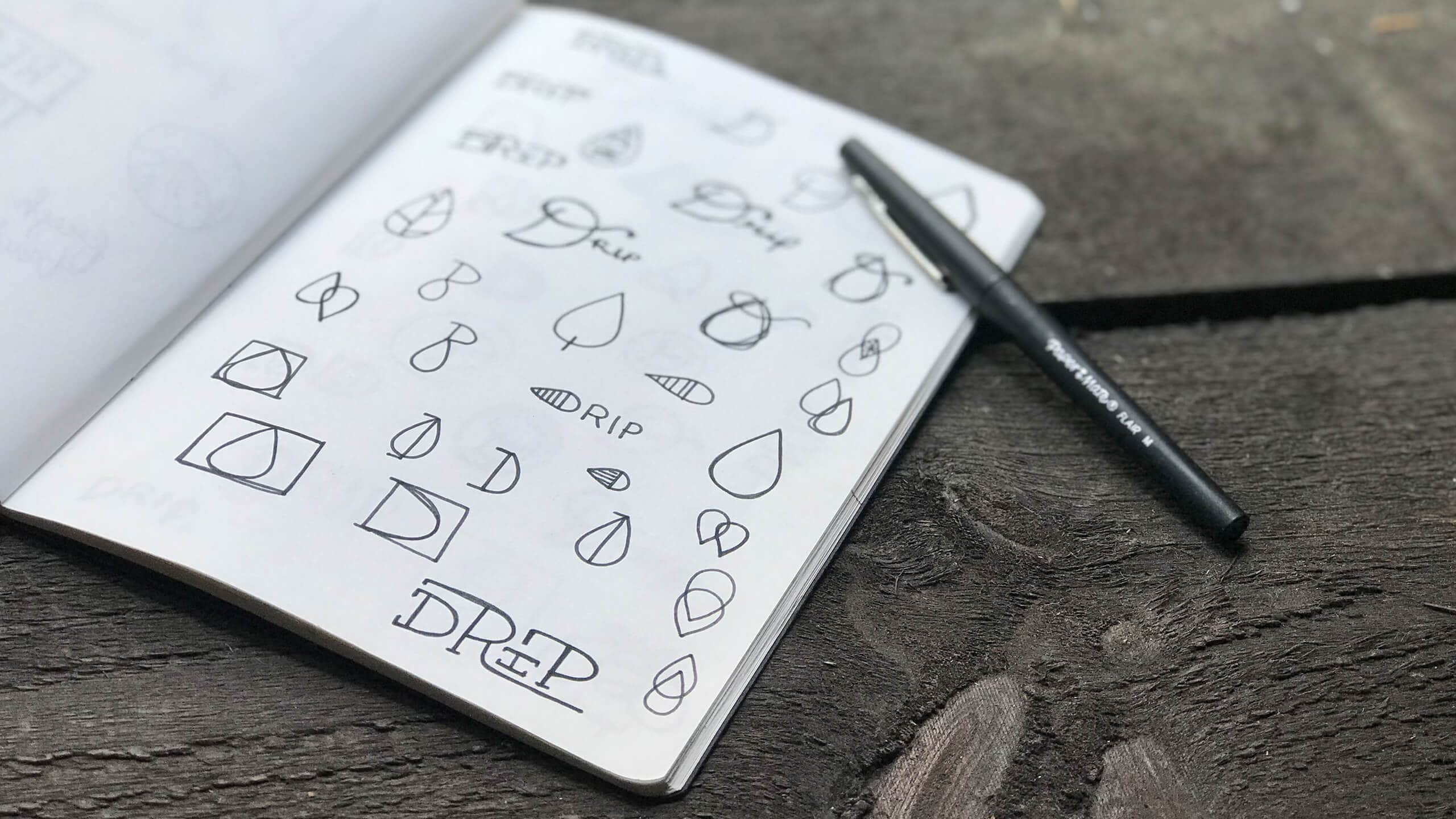 Drip logo design process by Sprout Studios for CommCan