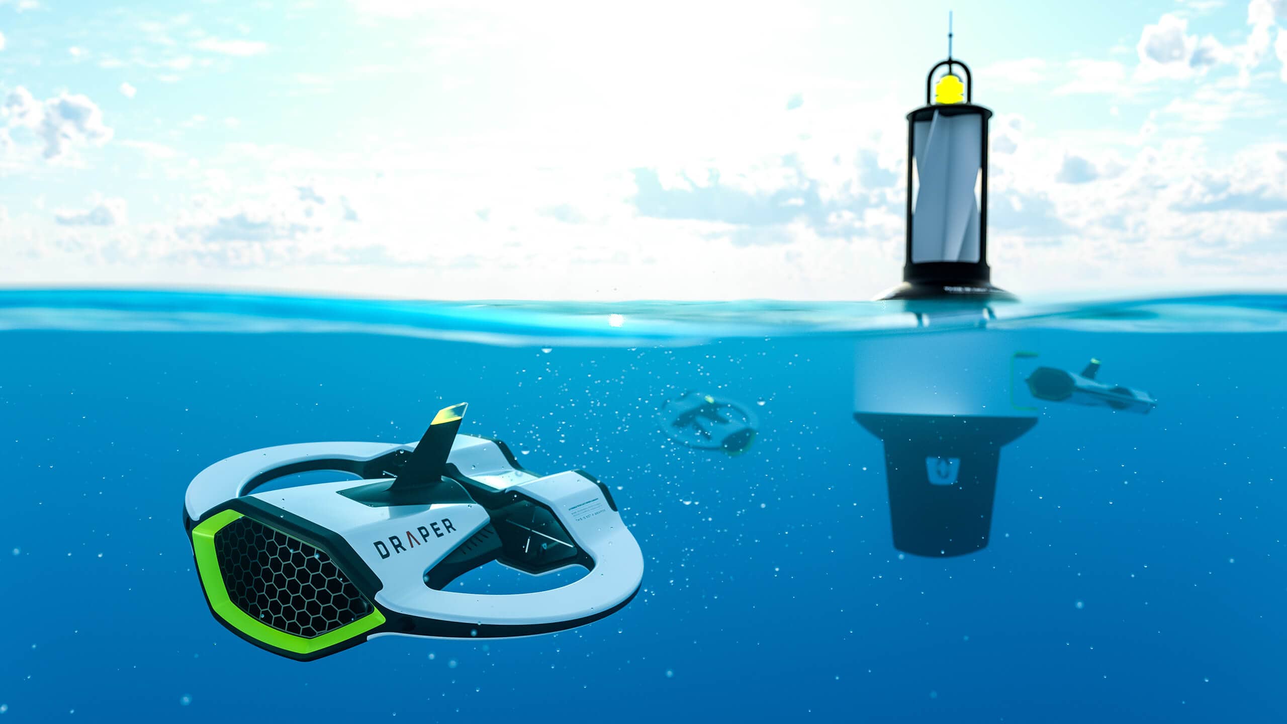 2560x1440_DRAPER_SUB_CONTEXT_ENVIROMENT Sprout studiSprout Boston industrial design Product Design Rendering DRAPER Drone Submarine Autonomous microplastic marine plastic ocean pollution ROV UAVos, Boston, industrial design, Rendering, Keyshot, DRAPER, product design, rendering,Submarine ,Drone ,Autonomous marine plastic ocean sea pollution, science, research, testing ROV,UAV
