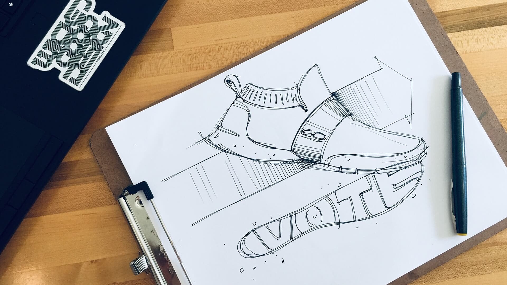 Hand sketch of a shoe with 