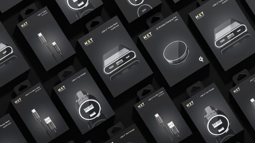NXT electronics product packaging designed by Sprout Studios