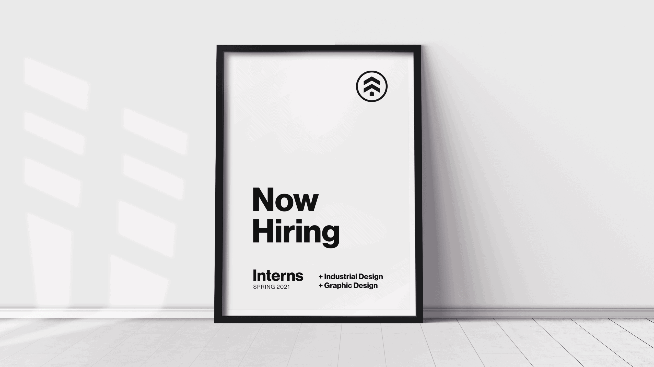 Now Hiring Interns ad in black frame by Sprout Studios