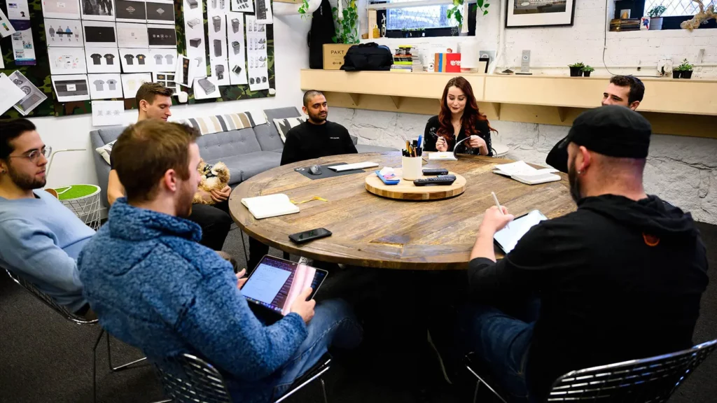 Creative team at Sprout Studios conducting a meeting