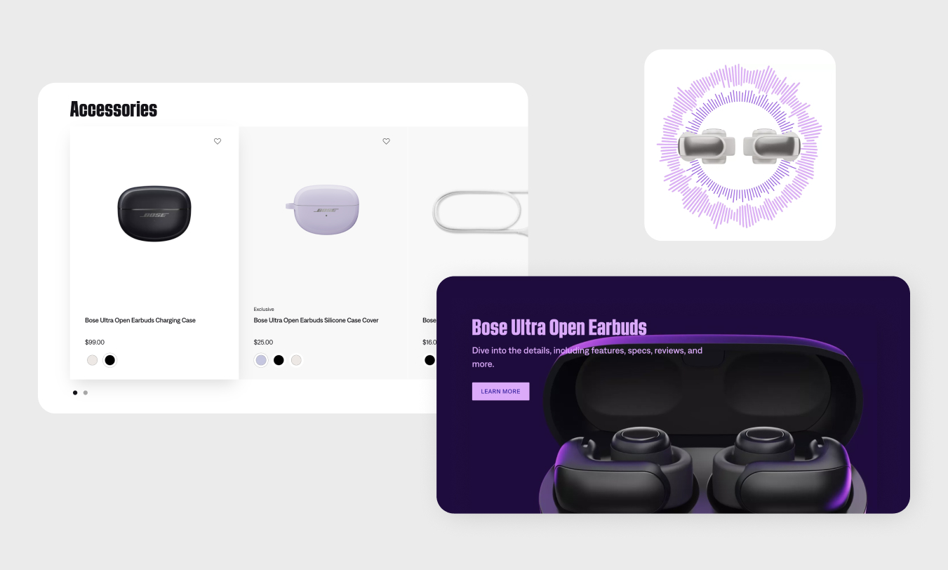 Bose online product listing with CGI assets developed by Sprout Studios