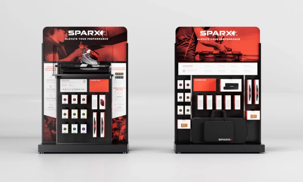 Sparx retail merchandising display designed by Sprout Studios