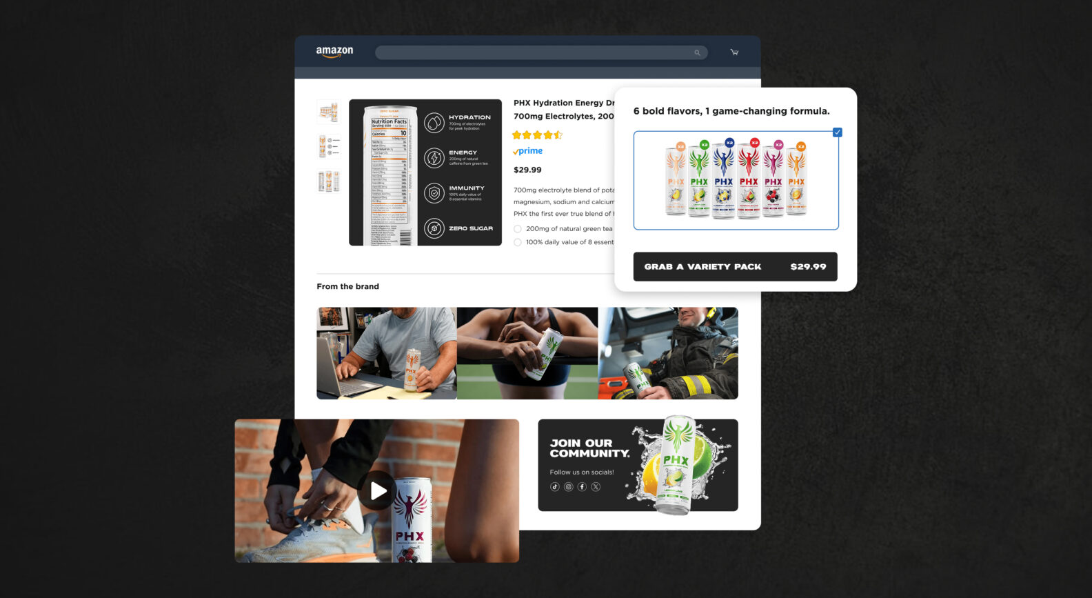 PHX product visualization adapted for Amazon-style listing layout